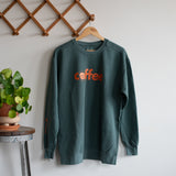 Coffee Sweatshirt with Orange Lettering